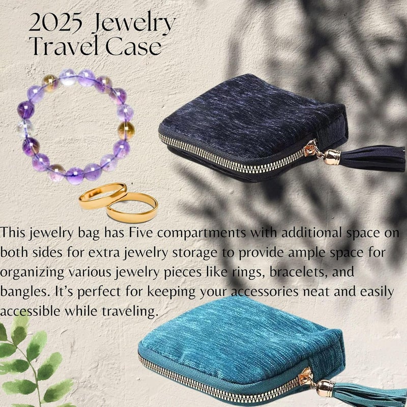 CHIMORY 2026 Travel Jewelry Case Organizer, Portable Travel Jewelry Organizer, Jewelry Pouch for Journey Rings Crystal Bracelet & Bangle Organizer with Tassel Zipper, Valentines Day Gifts for Women, Purple - Image 3